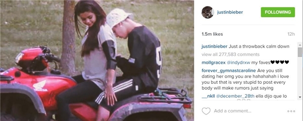 
Hình ảnh tình tứ của cả hai vào năm ngoái đã được Justin chia sẻ lại.