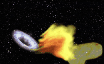  
Một ngôi sao đang bị hố đen khổng lồ "nuốt chửng". (Ảnh: Internet)