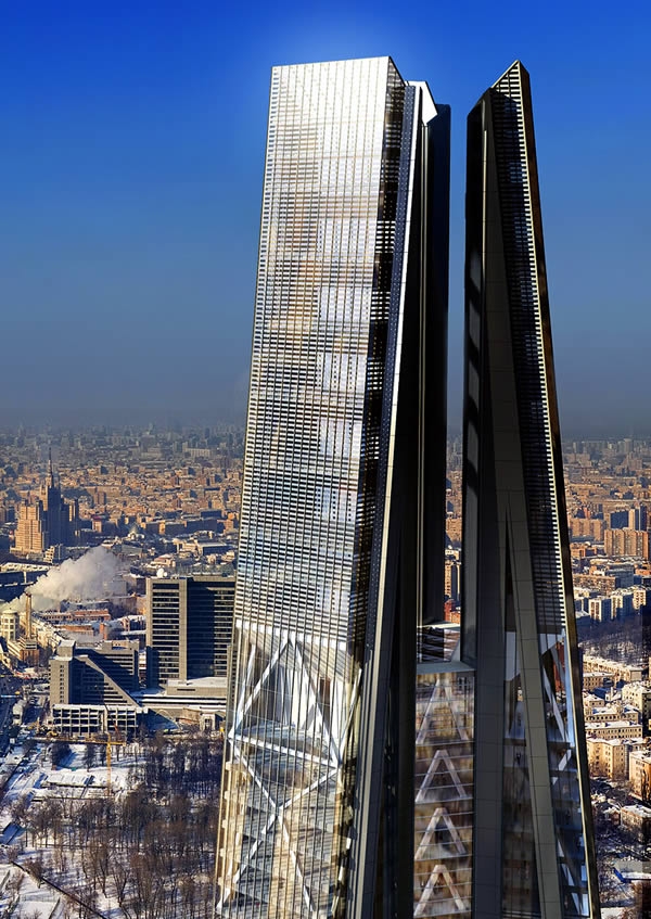 
Được thiết kế bởi kiến trúc sư tài ba người Anh Norman Foster, tòa tháp có tên Russia Tower nếu xây dựng xong sẽ là tòa nhà cao nhất Nga và châu Âu với 600 mét, 118 tầng. Tuy nhiên, do Canary Wharf - công ty của ông trùm bất động sản Shalva Chigirinsky, đơn vị đầu tư – hết tiền sau khủng hoảng kinh tế nên cuối cùng, dự án bị hủy bỏ (2007). (Ảnh: Oddee)
