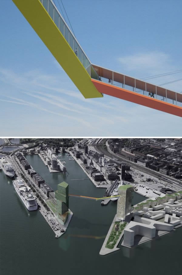 
Năm 2008, một ý tưởng táo bạo, đó là cây cầu bắc qua hai tòa nhà chọc trời ở Copenhagen, được thiết kế bởi Steven Holl, một kiến trúc sư người Mỹ. Đáng buồn thay, do vấp phải một số ý kiến không đồng tình từ chính quyền địa phương, dự án xây dựng cây cầu cuối cùng bị hủy bỏ vào năm 2015. (Ảnh: Oddee)