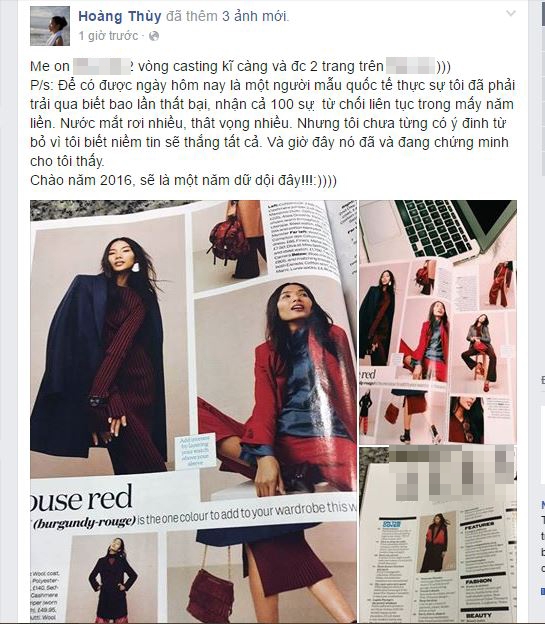 
Mới đây, quán quân Vietnam’s Next Top Model 2011 đã chia sẻ niềm vui với khán giả, người hâm mộ trong ngày đầu năm khi xuất hiện trên một tạp chí thời trang hàng đầu ở xứ sở sương mù. Và tạp chí này cũng có phiên bản tại Việt Nam.