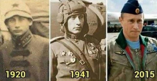 
Nếu mới thoáng nhìn, có thể bạn sẽ tưởng lầm 3 bức ảnh trên đều của Tổng thống Nga Vladimir Putin. Tuy nhiên, hình ảnh hai người đàn ông chụp năm 1920, 1941 đều là hai người hoàn toàn khác nhau, chỉ có điều là họ đều trông rất giống với vị nguyên thủ của nước Nga hiện nay, nhiều người băn khoăn không biết vì sao lại có sự giống nhau đến lạ lùng như vậy. Tổng thống Nga sinh năm 1952, đến nay ông đã 63 tuổi. (nguồn ảnh: internet)
