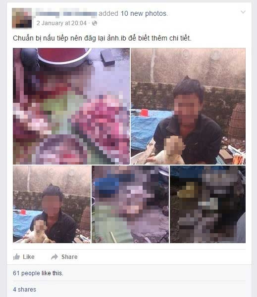 
Những bức ảnh giết khỉ được chàng thanh niên đăng tải trên trang cá nhân. (Ảnh: Internet)
