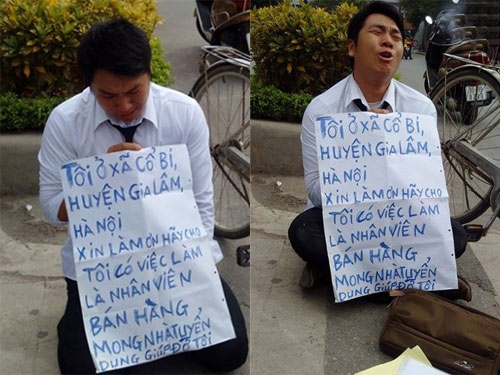 
Chàng trai quỳ gối xin việc trước cổng Đài truyền hình gây xôn xao dư luận