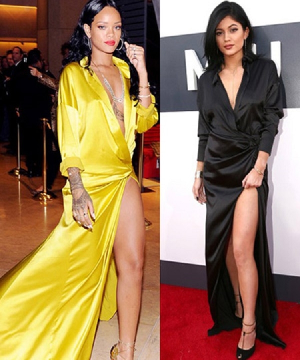 
Kylie Jenner cũng diện thiết kế tương tự nhưng với sắc đen huyền bí, mạnh mẽ.
