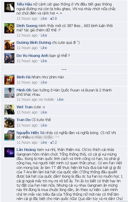 
Những bình luận của các bạn trẻ Việt Nam dành cho cô nàng cảnh sát. (Ảnh: Internet)
