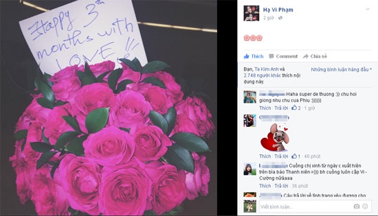 
Cách đây ít giờ, trên trang Instagram cá nhân Hạ Vi lại bất ngờ chia sẻ bức ảnh bó hoa hồng và nhiều người cho rằng đó là Cường Đô la tặng cô nhân kỉ niệm 3 tháng yêu nhau. - Tin sao Viet - Tin tuc sao Viet - Scandal sao Viet - Tin tuc cua Sao - Tin cua Sao