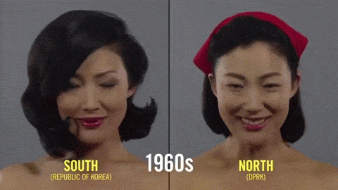 
Tóc lọn to và kiểu trang điểm tươi sáng được phụ nữ Hàn Quốc thập niên 60 ưa chuộng. Ở Bắc Triều Tiên phụ nữ vẫn hướng đến vẻ đẹp khỏe khoắn, tự nhiên.