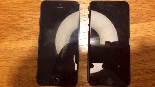 
Ảnh chụp iPhone 6C (phải) đọ dáng với iPhone 5 được cho xuất phát từ Việt Nam. Ảnh: One More Thing.