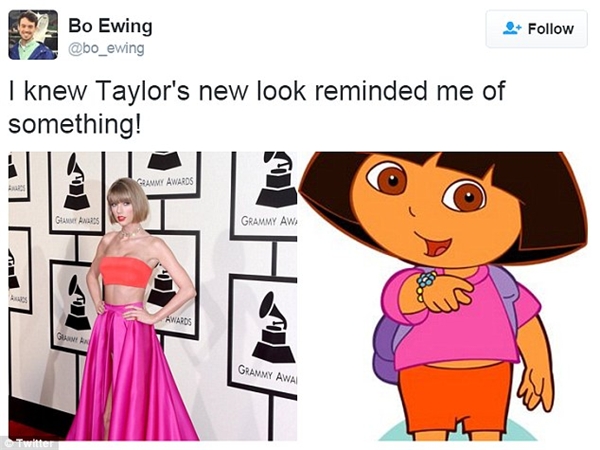 
Từ mái tóc cho đên trang phục, Taylor đều có nét tương đồng với Dora. (Ảnh: Internet)