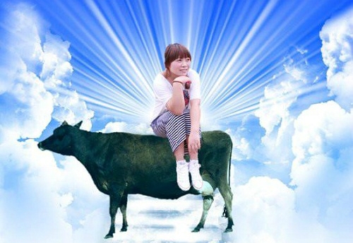 
Thêm vào một con bò và hào quang thì thành "thần". (Ảnh: Internet)