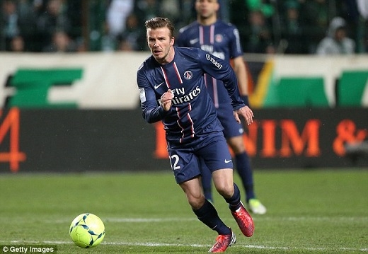 
Hình ảnh Beckham trong màu áo Paris Saint German