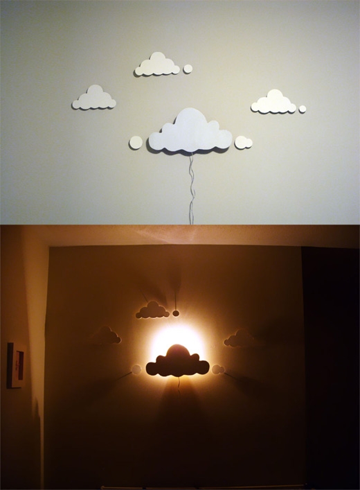 
Đèn tường sáng tạo hình đám mây. (Ảnh: Bored Panda)