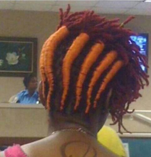 
Cô nàng này không ngại... trồng cà rốt trên đầu. (Ảnh: Internet)