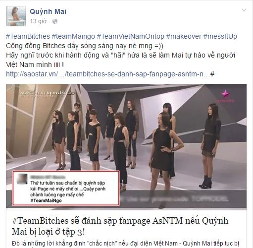 Fan Việt sẽ đánh sập fanpage AsNTM nếu Quỳnh Mai bị loại?