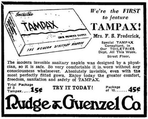 
Tờ thông tin quảng cáo Tampax. (Ảnh: Internet)