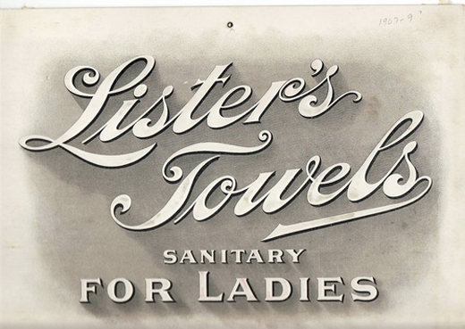 
Miếng vệ sinh đầu tiên là sản phẩm của tập đoàn Johnson&Johnson, có tên Lister’s Towels. (Ảnh: Internet)