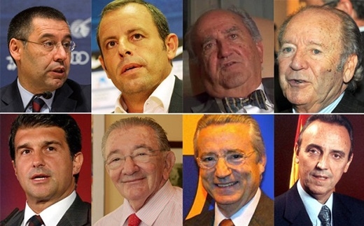 
8 vị chủ tịch của Barcelona sẽ xuất hiện. (Ảnh: Internet)