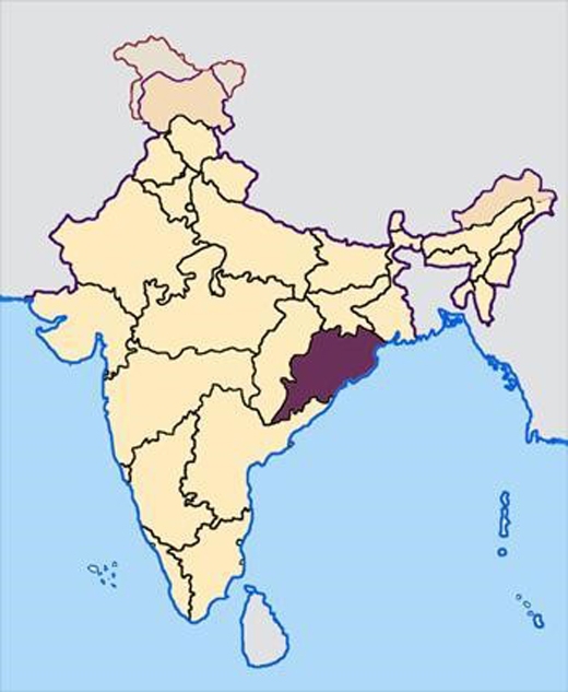
Bang Orissa trải qua đợt nắng nóng khiến 24 người chết. Đồ họa:  Map courtesy of Wikimedia