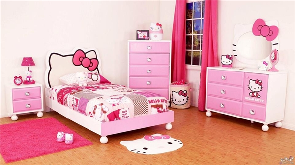 
Một bé gái chắc chắn sẽ thích thú đến hét lên khi được thấy căn phòng Hello Kitty này. (Ảnh: Internet)