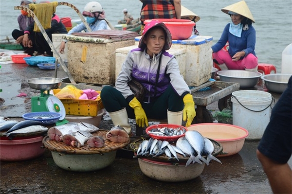 
Sau những thông tin về cá biển chết đồng loạt ở Quảng Bình được lan đi, khách không mua, tiểu thương ngồi im lặng nhìn sạp hàng ế. 