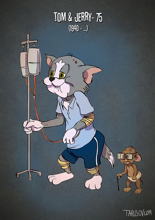 
Tom và Jerry có những vấn đề nghiêm trọng về sức khoẻ vì hồi trẻ rượt đuổi nhau, chơi quá nhiều trò mạo hiểm. (Ảnh: tarusov.com)