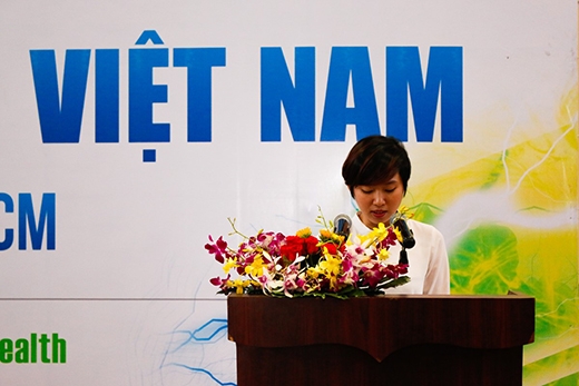 
Bà Lê Thanh Thảo – Giám đốc điều hành Giải thể thao sinh viên Việt Nam phát biểu.