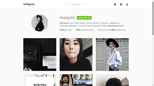 
Instagram của Julia Đoàn luôn thu hút được sự quan tâm của giới trẻ, đặc biệt tín đồ thời trang. (Ảnh: Internet)