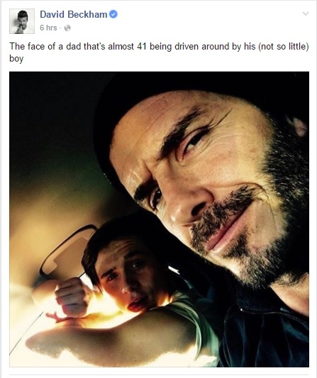
David Beckham đăng tải bức ảnh thân mật, cùng lái xe với con trai Brooklyn Beckham. (Ảnh: Internet)