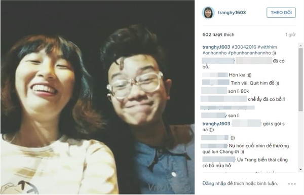 
Những dòng tâm sự đầy tình tứ của cả hai trên instagram của bạn trai Trang Hý. (Ảnh chụp màn hình)