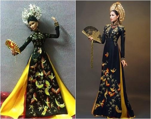 
Sau khi quốc phục của Phạm Hương tại Hoa hậu Hoàn vũ 2015 được công bố chính thức, những cô búp bê mặc trang phục tương tự đã trở thành cơn sốt được giới trẻ “săn lùng”.