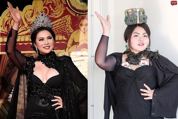 
Nàng béo tái hiện lại hình ảnh của Hoa hậu Thái Lan 2000 Panadda Wongphudee.