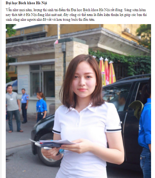 
Hình ảnh cô gái xinh xắn tại một điểm thi đại học tại Hà Nội. (Ảnh: Internet)