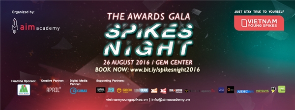
Đừng bỏ qua đêm hội tôn vinh tài năng trẻ Spikes Night của cuộc thi Vietnam Young Spikes 2016 bằng cách đặt vé ngay tại đây nhé.