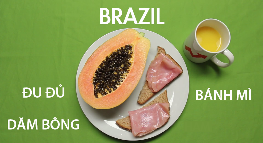 
8. Brazil - Cốc trà đi kèm với một đĩa thức ăn gồm thịt dăm bông, bánh mì nướng và đu đủ chín là bữa sáng yêu thích của người Brazil. Ngoài ra, ở một số vùng khác, người dân thường uống cà phê sữa đặc thay vì trà. 