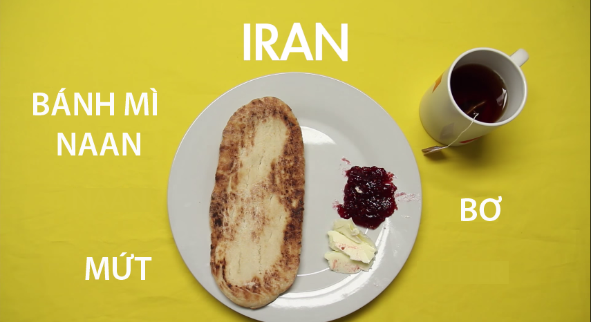 
9. Iran - Bánh mì naan, một loại bánh mì nướng phổ biến ở vùng Tây và Nam Á ăn kèm với mứt trái cây và phô mai là bữa sáng quen thuộc của người dân Iran. Bữa ăn sẽ được hoàn thiện hơn với một cốc trà đen ngọt đặc trưng.