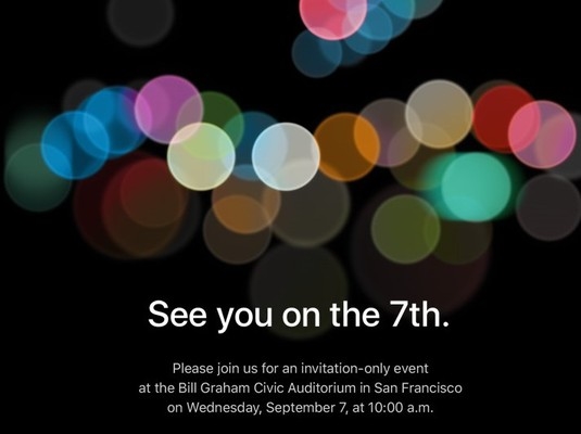 
Thư mời điện tử tham dự sự kiện ra mắt iPhone 7 của Apple. (Ảnh: internet)