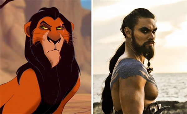 
Trước đây khi thấy tạo hình của Khal Drogo ai nấy cũng đều ngớ người ra bảo trông quen lắm, hóa ra là lấy ý tưởng từ Scar trong Lion King?