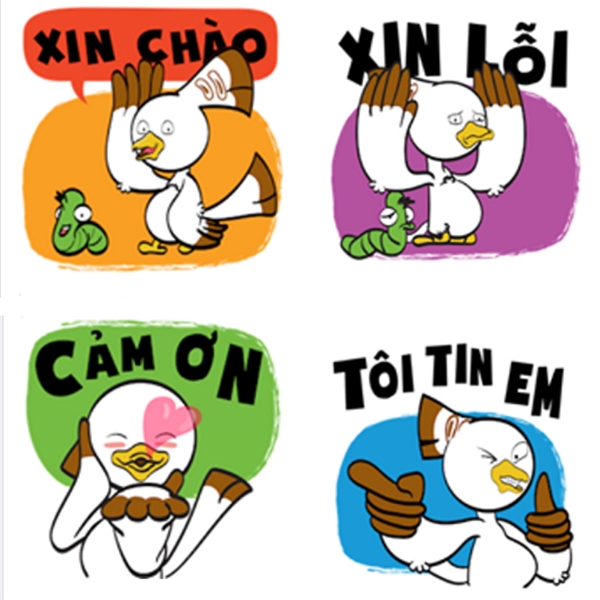 
Tương tự các bộ sticker động khác, sticker Chin & Su thuần Việt cũng có các icon chào hỏi, cảm ơn cơ bản.