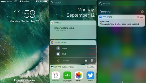 
Bạn có thể tương tác nhiều hơn trên màn hình khóa của iOS 10. (Ảnh: internet)