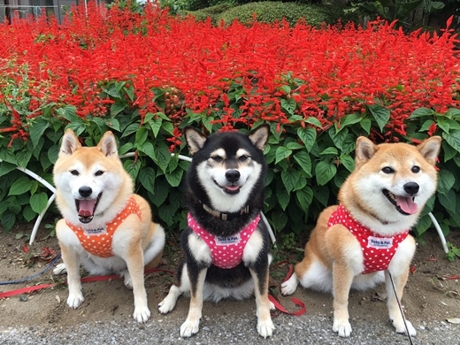 
Ba chú cún này thích nhất là đi chơi vườn hoa.