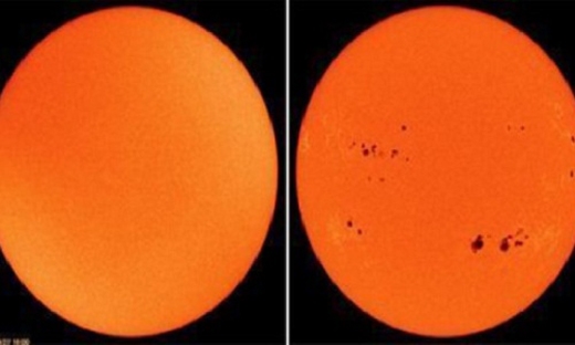 
Bức ảnh cho thấy các vết đen trên bề mặt Mặt Trời hoàn toàn biến mất.