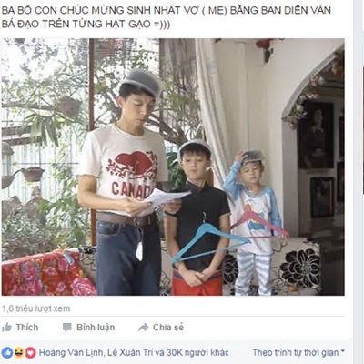 Trong clip là anh Lê Xuân Trí và hai con trai: Lê Hoàng Bảo Thiên và Lê Hoàng Bảo Vì. 