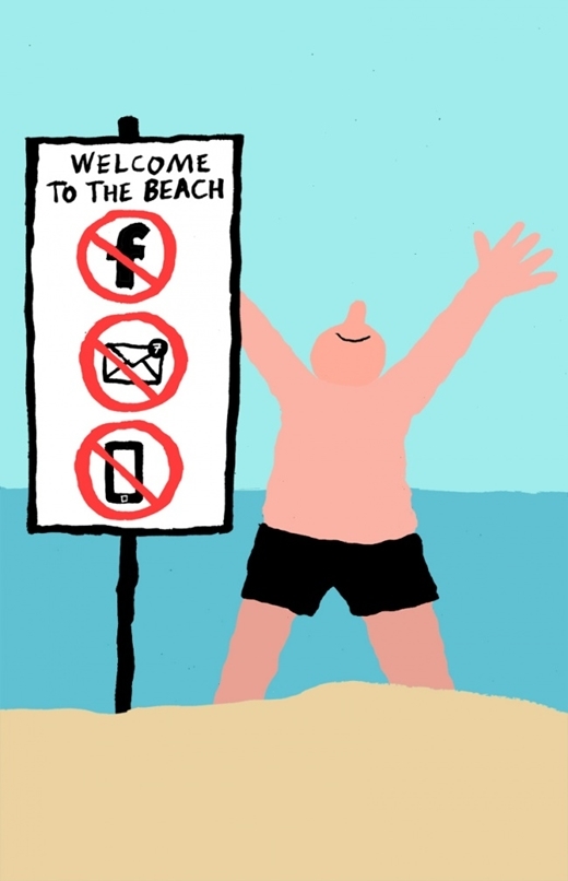 
Trông thấy biển báo cấm sử dụng email, mạng xã hội, điện thoại trên bãi biển, cá là người ta thà ở nhà lướt web còn hơn!
