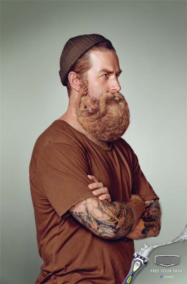 
Ý tưởng giải phóng bộ râu "rậm như lông thú" bằng dao cạo râu.