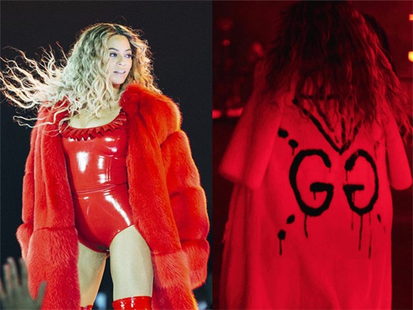 
Chiếc áo của Gucci cũng từng được ngôi sao danh tiếng Beyoncé diện trong một buổi trình diễn gần đây nhất tại Milan. Nữ ca sĩ mang đến vẻ ngoài nóng bỏng, gợi cảm khi kết hợp áo khoác cùng bodysuit bên trong.