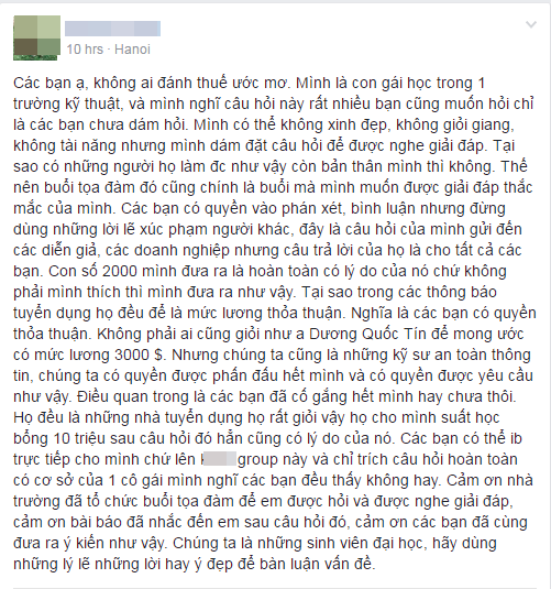 
Bài chia sẻ của Phạm Thị Thanh sau khi nhận được phản hồi gay gắt từ phía dư luận. (Ảnh chụp màn hình) 