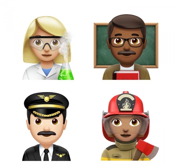 
16 biểu tượng emoji ngành nghề khác nhau trong đó có nhà hóa học, giáo viên, cảnh sát, lính cứu hỏa. (Ảnh: Business Insider)