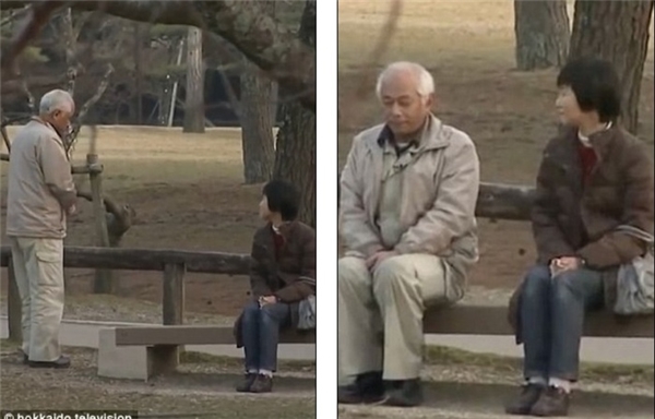 Hai ông bà gặp nhau ở công viên, nơi lần đầu họ hẹn hò.