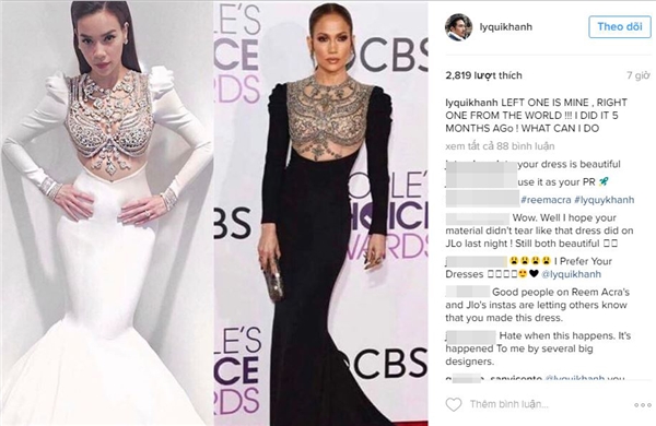 Jennifer Lopez mặc váy “nhái” của Hồ Ngọc Hà?